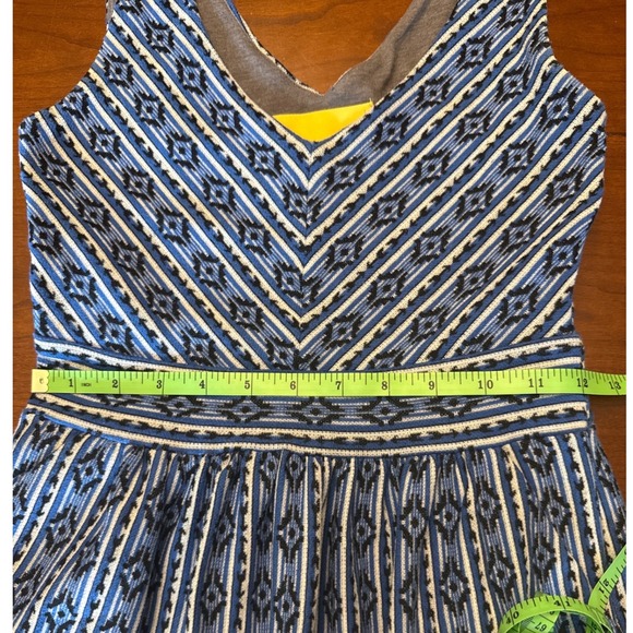 Maeve anthropologie dress size 0 blue tank cotton blend knit flare lazuli Aztec - Picture 9 of 13